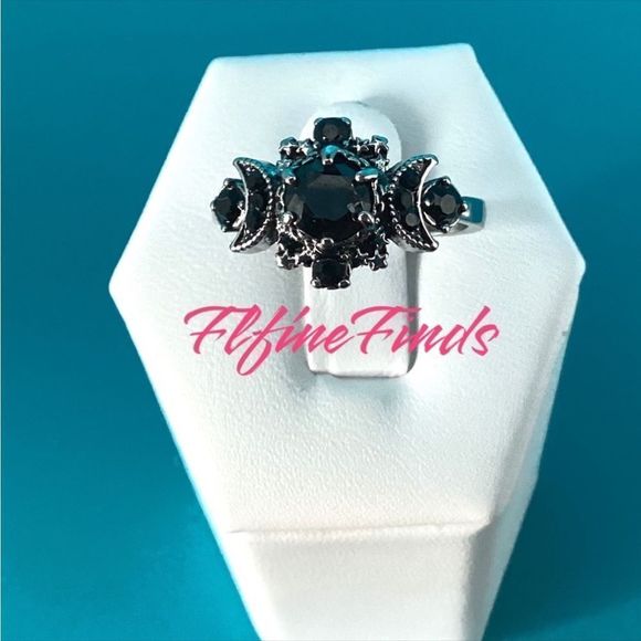 🖤⭐️Celestial Silver black Obsidian 2 piece ring.🖤⭐️ - Picture 16 of 17